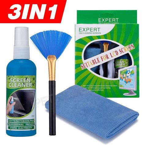 3 In 1 Laptop Cleaning Kit Monitor Tv Pc Led Lcd Screen Cleaner Cloth Brush Darazlk