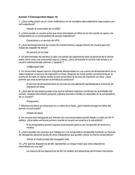 Examen Ciberseguridad Examen Ciberseguridad Saqu