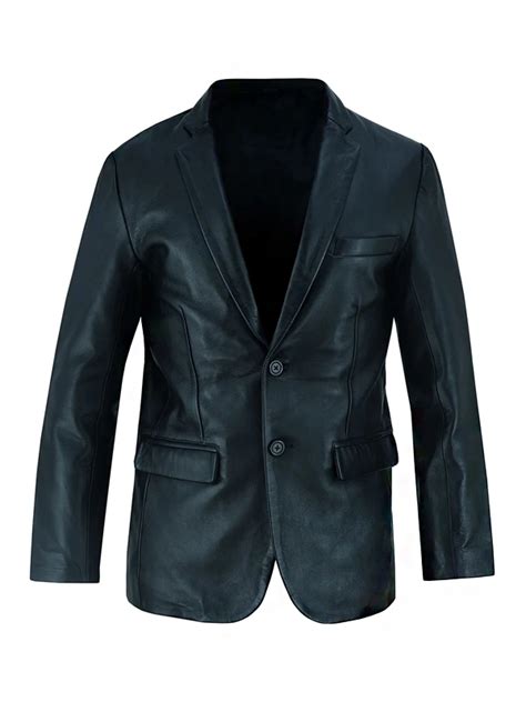 Mens Black Luxurious Leather Blazer Jackets Junction