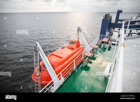 Orange Lifeboat Image Stock Photo Alamy