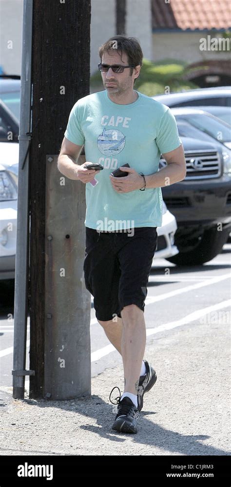 David Duchovny Out And About At The 26th Street Marketplace In Brentwood Texting Messages From