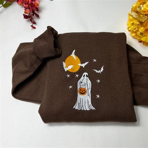 Spooky Season Crewneck Embroidered Halloween Sweatshirt Etsy