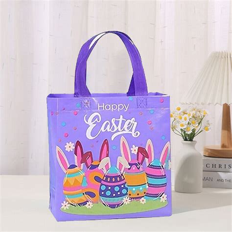 Easter Tote Bags Easter Egg Hunt Bags With Handle Non Waven Gift Bags