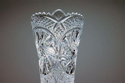 Crystal Footed Bud Vase Pressed Glass Pinwheel And Fan Clear Glass Wedding T Flower Vase