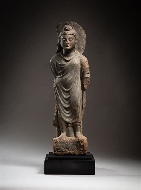 A Grey Schist Figure Of A Buddha Ancient Region Of Gandhara Nd Th