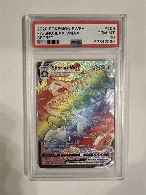 2020 Pokemon SWSH Snorlax Vmax Full Art Rainbow Secret Rare 206 202 PSA