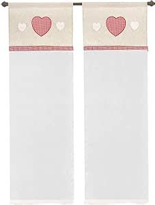 Emmevi Tenda Finestra Porta Interno Coppia 2 Pz Cuore Shabby Chic Mod