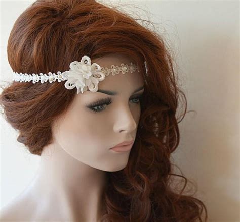 Rustic Lace Wedding Headband Flower And Lace Headband Ivory Lace Bridal Hair Accessory