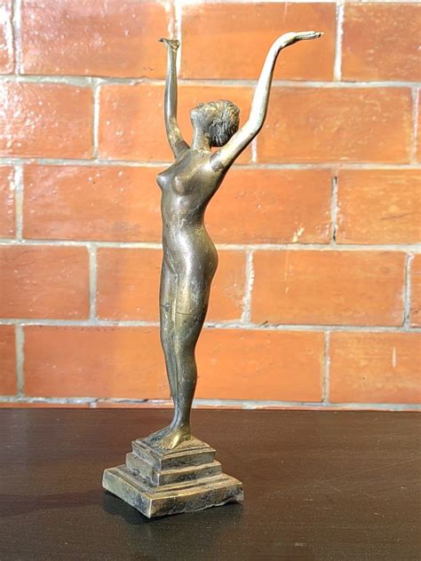 Old Brass Naked Freedom Lady Sculpture Hobbies Toys Memorabilia