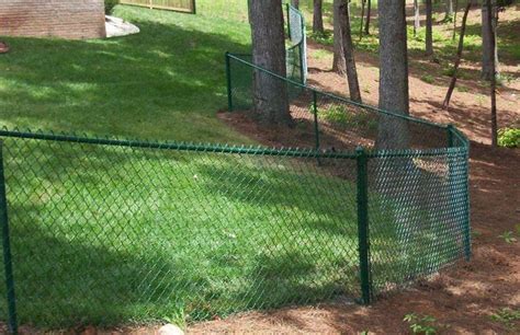 Green Vinyl Coated Chain Link Fence Protecting Decorating