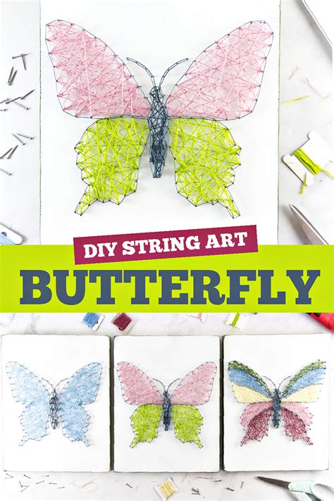 Butterfly String Art Project Using Coloring Page Templates | Kids ...