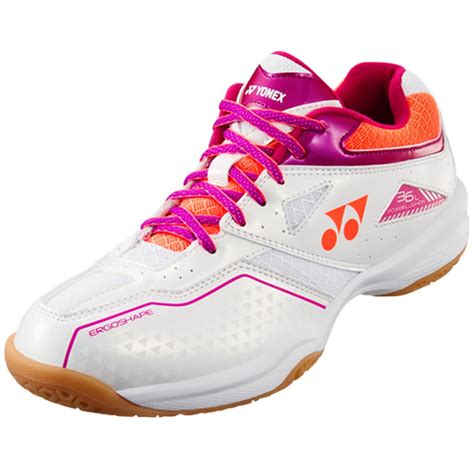 Yonex Power Cushion 36 Womens Badminton Shoes White Coral — Badminton Hq