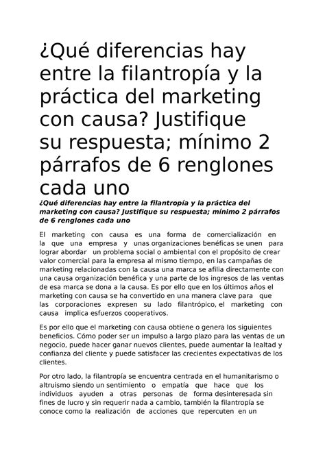 Qu Diferencias Hay Entre La Filantrop A Y La Pr Ctica Del Marketing