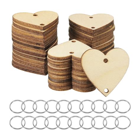 Uxcell Wooden Hearts 100 Pack Unfinished Wood Hearts With Holes Blank