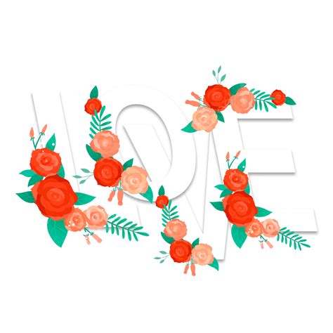 Floral Fonts PNG Picture, Beautiful Love Floral Font, Love, Flowers ...