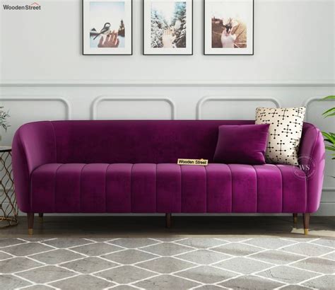 Buy Eldric 3 Seater Sofa Velvet Mulberry Pink At 44 OFF Online