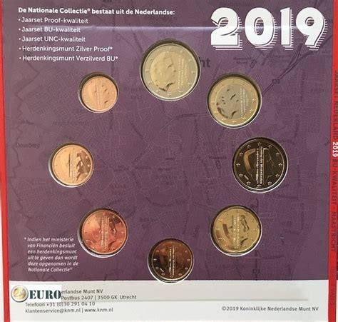 Serie de euro BU FDC Países Bajos 2019 Monedas de 1 céntimo a 2 euros