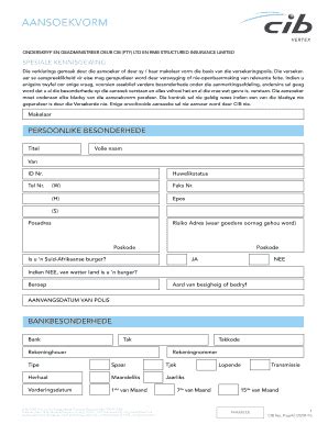 Fillable Online Aansoekvorm Cib Co Za Fax Email Print Pdffiller