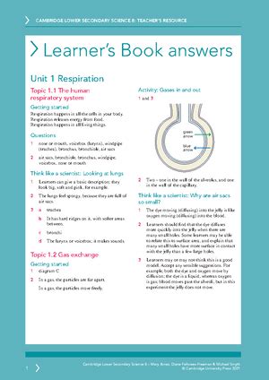 Learner Book Answers Cambridge Lower Secondary Science 7 TeacherS