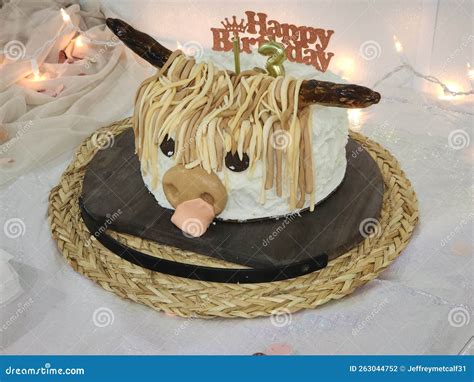 Highland Cow Birthday Cake Stock Photo Image Of Baking 263044752