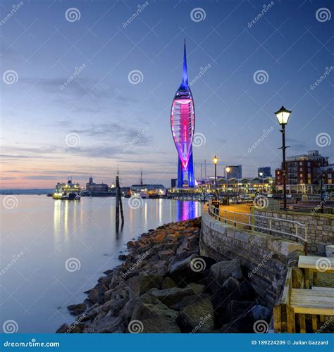 Spinnaker Tower At Sunset From Old Portsmouth Uk Editorial Stock Image