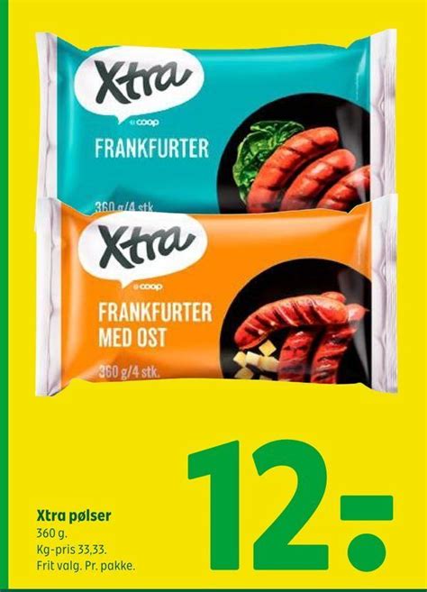 Xtra pølser tilbud hos Coop 365