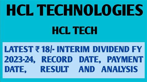 Hcl Technologies Rs Interim Dividend Rd Payment Date