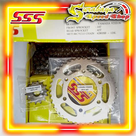 Jual SSS Chain Kit Gear Set Yamaha Vixion Old Lengkap Gear Depan