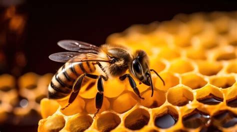 Premium Ai Image Bee On Honeycombs