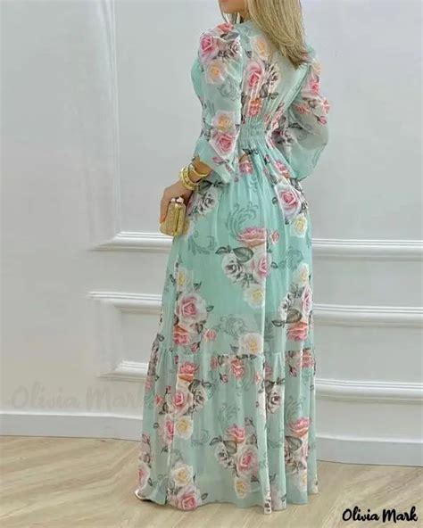 Olivia Mark Floral Print Maxi Dress With Lantern Sleeves Product