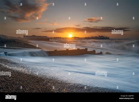 Brighton Beach Sunrise Stock Photo Alamy