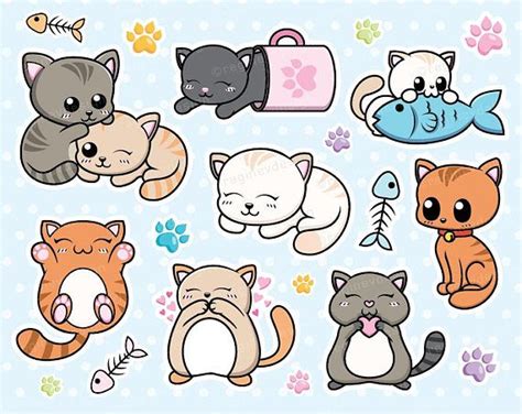 Cat Clipart, Kitten, Cats, Kitty, Vector Graphics, Chibi, Kawaii Cat ...