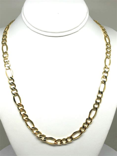 10k Solid Gold Figaro Chain 24 28 Inch 87mm Semi Hollow Style 17 2