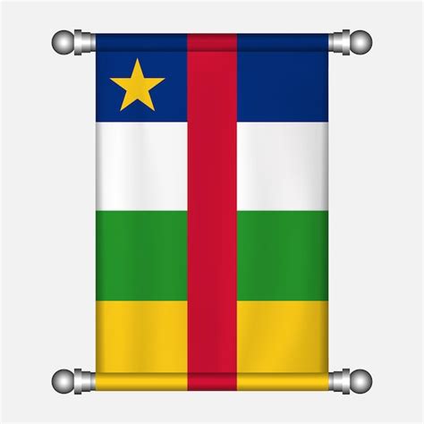 Bandeira realística pendurada da república centro africana Vetor Premium