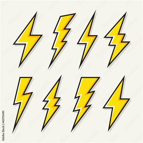 Yellow Lightning Bolt Icons Collection Flash Symbol Thunderbolt