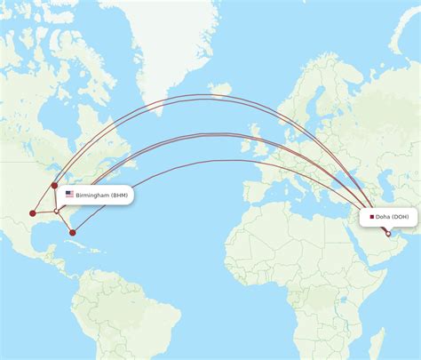 All Flight Routes From Doha To Birmingham Doh To Bhm Flight Routes