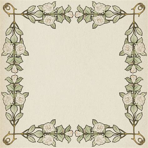 Art Nouveau White Rose Frame Premium PSD Rawpixel