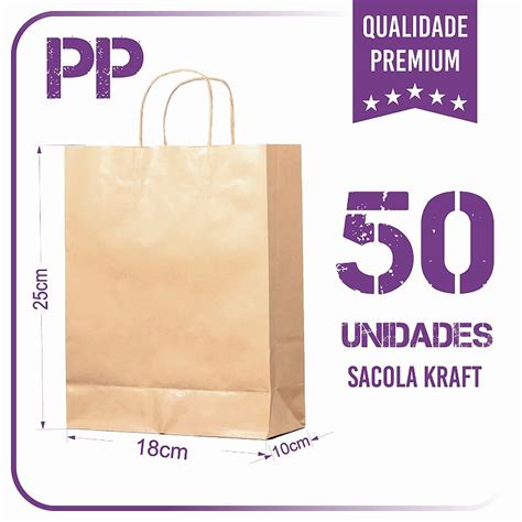 Sacola De Papel Kraft Unidades Pp Lisa Dalpack Embalagens