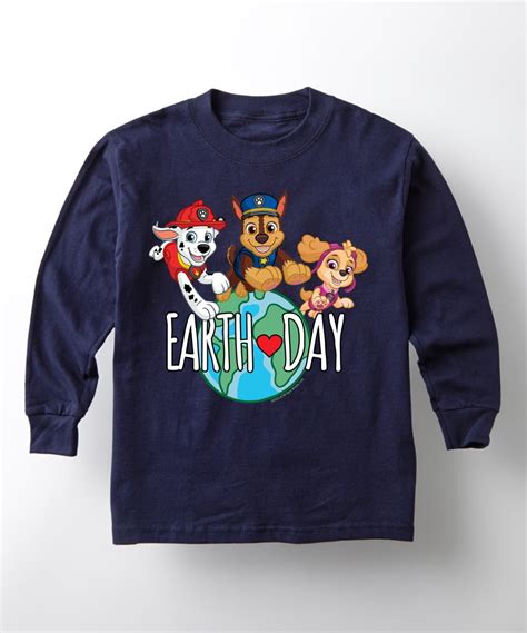 Paw Patrol Earth Day Globe Toddler And Youth Long Sleeve Graphic T