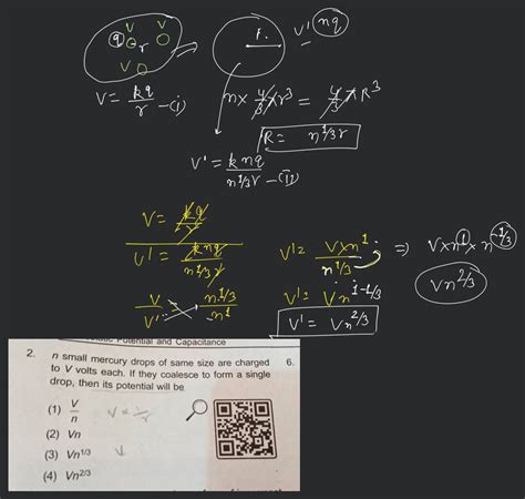 N Small Drops Of The Same Size Are Charged To V Volt Each If They Coales