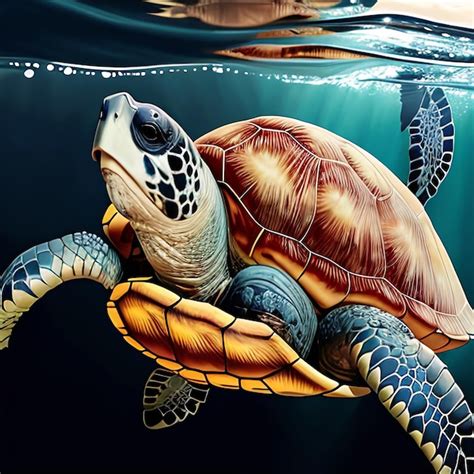 Premium Ai Image Illustration Of Turtles In Deep Blue Sea