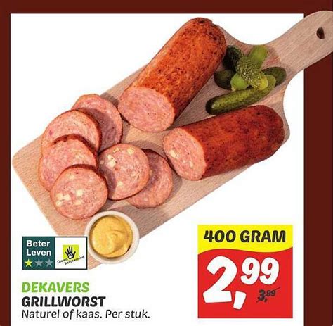 Dekavers Grillworst Naturel Of Kaas Aanbieding Bij Dekamarkt