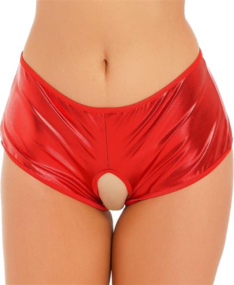 iixpin Damen Wetlook ouvert Panty Slip Tanga Dessous Unterwäsche Frauen