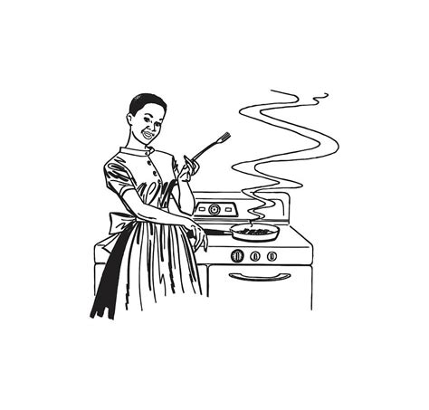 Girl Cooking Clipart Black And White