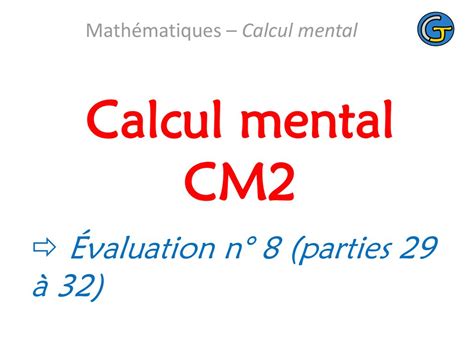 Math Matiques Calcul Mental Ppt T L Charger