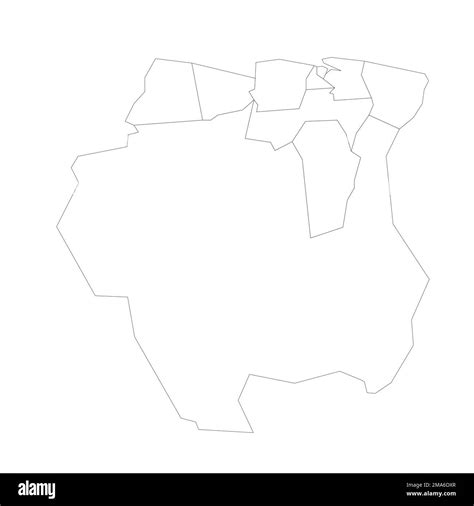 Surinam Mapa político de las divisiones administrativas Imagen Vector