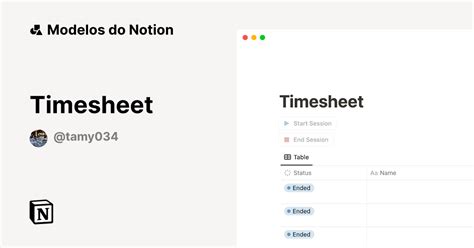 Galeria De Modelos Do Notion Timesheet