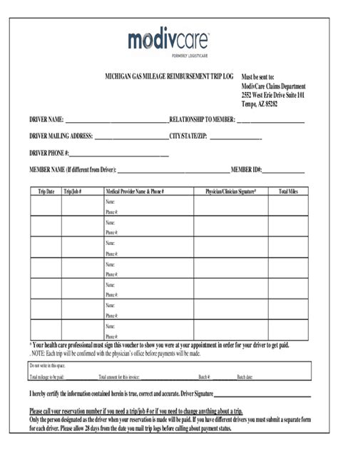 Michigan Medicaid Mileage Reimbursement Form Fill Out And