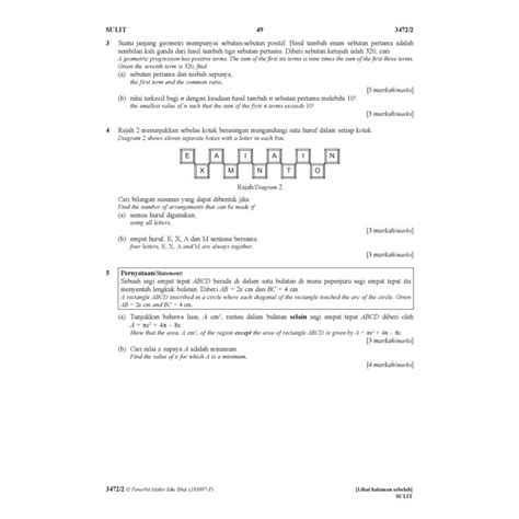 Spm Kertas Model Peperiksaan Sbp Matematik Tambahandwibahasa