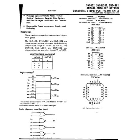 Texas Instruments National Semiconductor Sn N Ic Ttl Quad